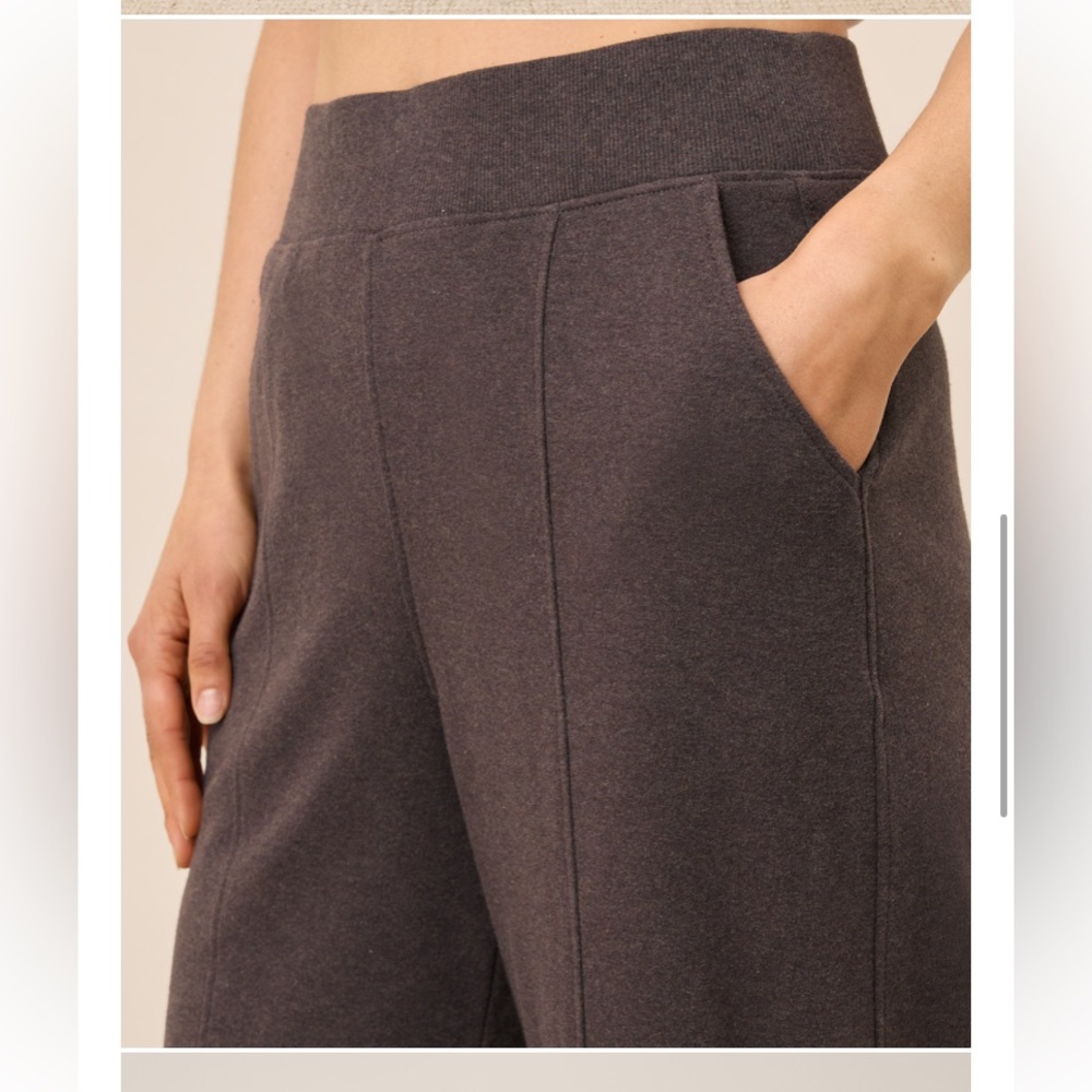 NWT Pact Organic Airplane Pintuck Wide Leg Pant - Chocolate Heather - Large 26in - Picture 4 of 9